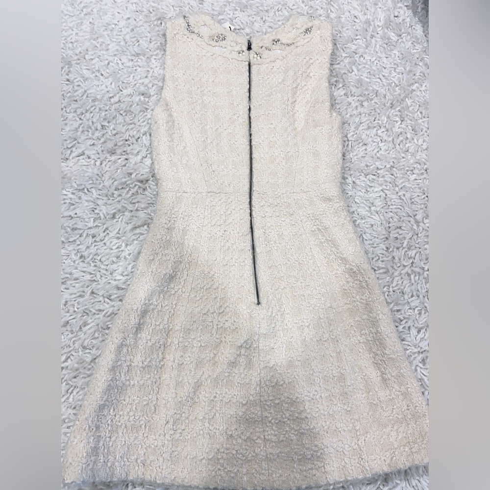 NWT Alice + Olivia Haven Embellished Ivory Tweed Dress - Picture 12 of 12